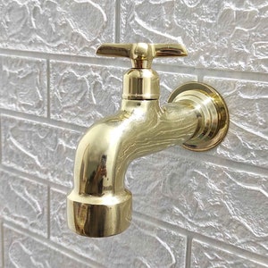 Unlacquered Brass Faucet, Moroccan Handmade Water Tap
