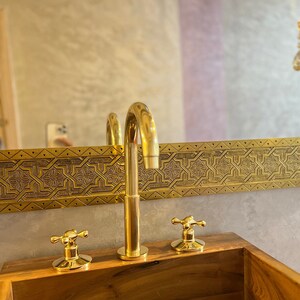 Bathroom Faucet Sink, 3 Hole Bathroom Faucet, Unlacquered Brass Vanity Faucet With Simple Handles