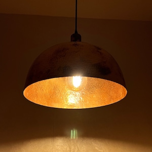 Handcrafted Copper Hammered Dome Pendant Light: Elegant Ceiling Fixture
