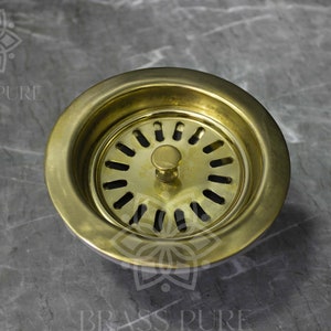 Unlacquered Brass Strainer Sink, Drainer sink With Removable drain basket and sealed lid