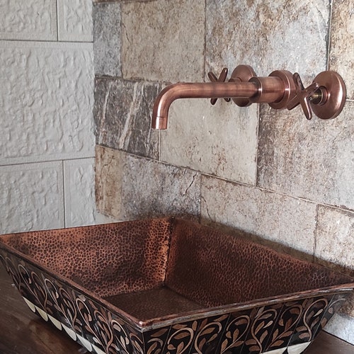 Antique Style Copper Sink Faucet Copper Wall Mount Faucet Etsy