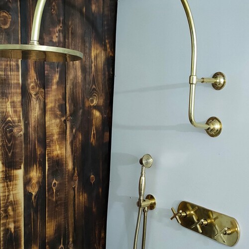 Exposed Shower With Curved Shower Head Arm and Hand Shower Etsy