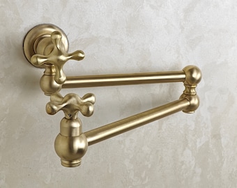 Unlacquered Brass Pot Filler,Brass Pot Filler Faucet , Solid Brass Kitchen Faucet - Kitchen Faucets