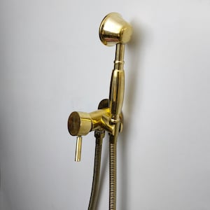 Chuveiro manual de latão não lacado, chuveiro portátil vintage com válvula misturadora