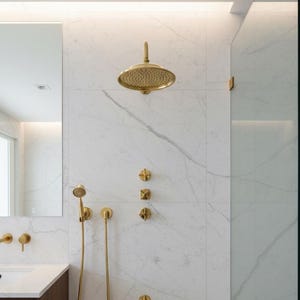 Unlackiertes Messing Brauseset - ShowerHead, Handbrause und Wannenhahn