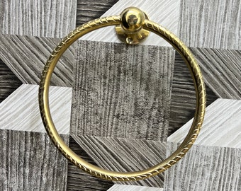 Brass Bathroom Towel Rack,  Bathroom Ring Circle Towel Brass Wall Rack - Engraved Brass