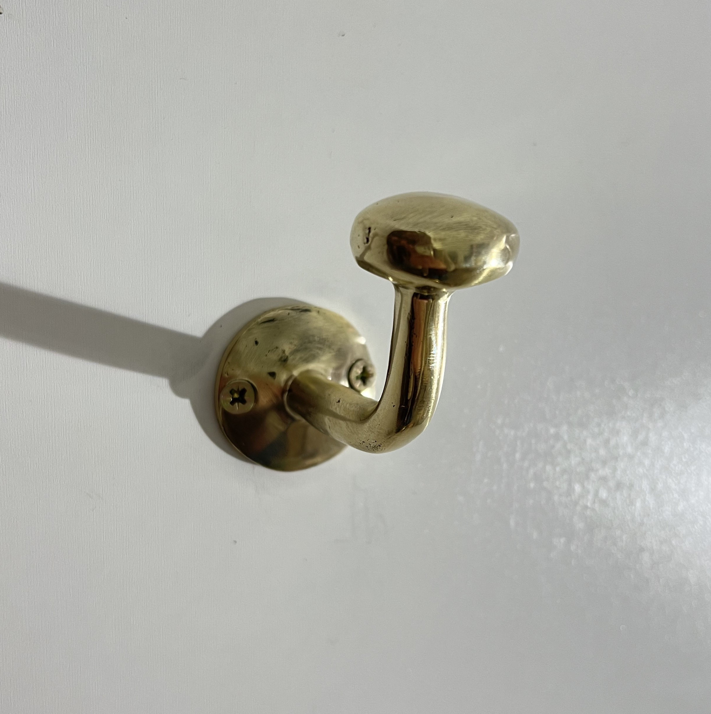 Set Of 3 Unlacquered Brass Hooks: Vintage Style Towel & Coat Hooks