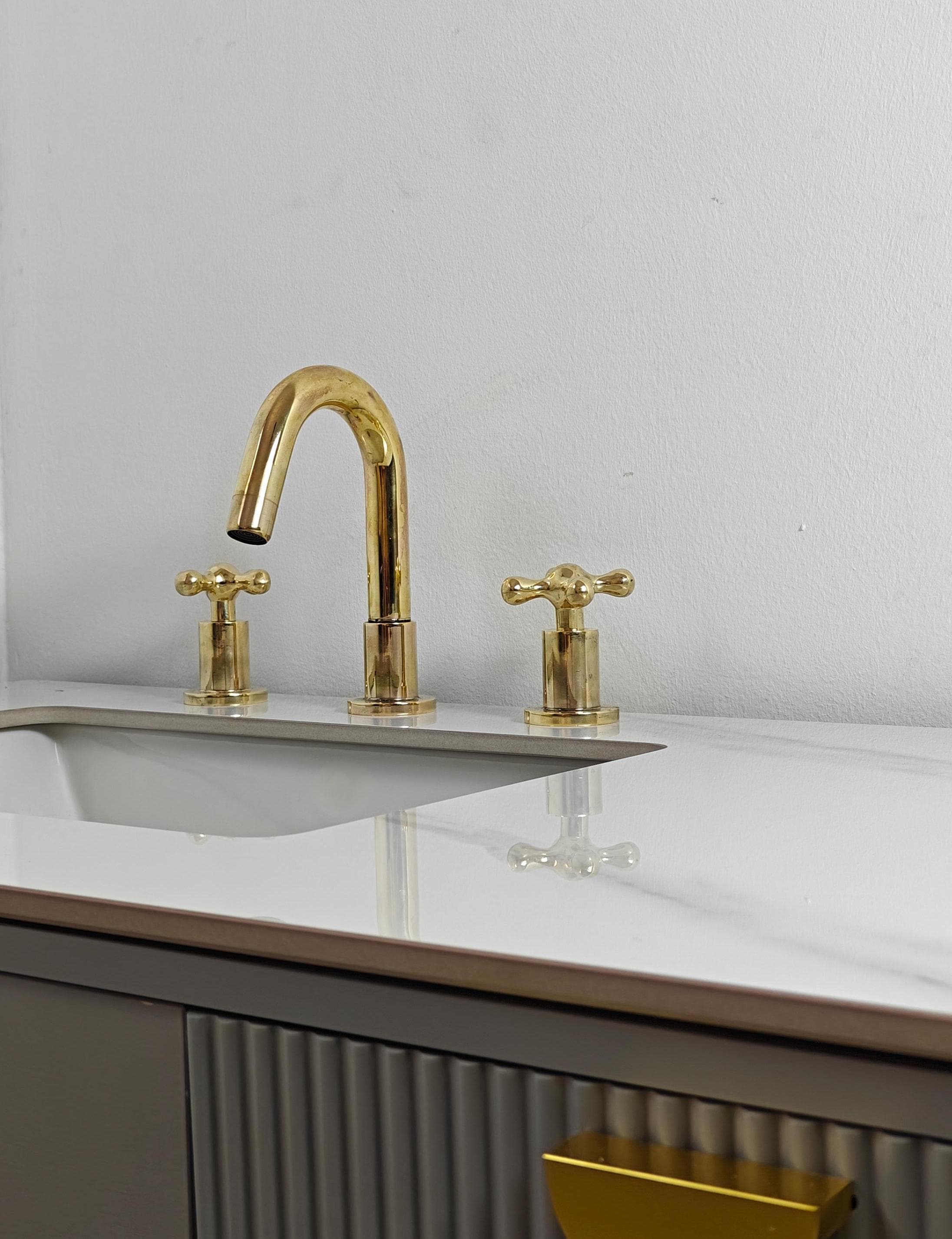 Antique Brass Widespread Bathroom Faucet, Brass Short Bathroom Sink Faucet,  Widespread Bathroom Faucet - Etsy, image size:2192x2853