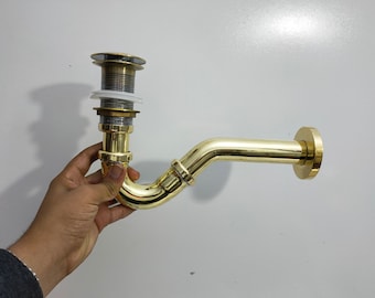 Solid Brass P-trap and Push up Drain