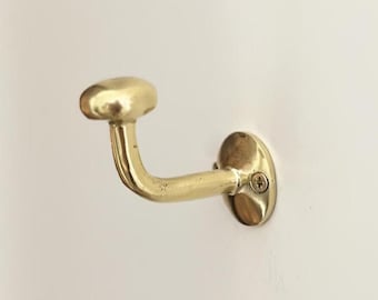 Set of 3  Unlacquered Brass Hooks For Wall, Handracfted Brass Bathroom Hooks,  Coat Hooks Rustic Wall Mounted