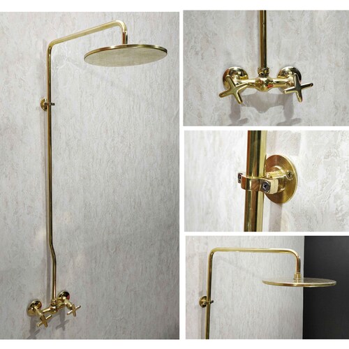 Unlacquered Brass Wall Mounted Shower Tub Filler Faucet With Etsy