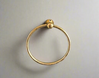Unlacquered Brass Towel Holder | Brass Bathroom Towel Rack | Bathroom Ring Circle Towel Brass Wall Rack | Antique Brass Bathroom Hardware