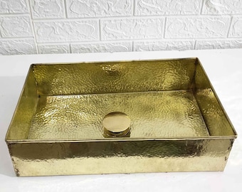 Massives Messing-Becken, gehämmert Gefäß Waschbecken, marokkanische Badezimmer handgefertigte Waschbecken