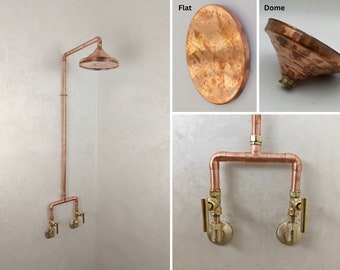 Unlacquered  Copper Shower , Copper Outdoor Shower, Copper showerhead , Copper Pipe Shower