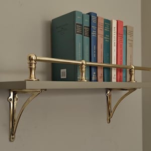 Unlacquered Brass Gallery Rails for Wood Shelves, Handmade Gallery rail, Top Shelfs brass rails
