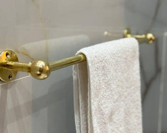 Unlacquered Brass Towel Rod Holder, Bathroom Hardware Towel Hanger, Bathroom Accessories