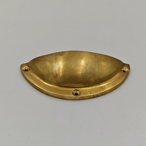 Antique Brass Cup Handles - Unlacquered Brass Cup Pulls - Handmade Unique Drawer Pulls