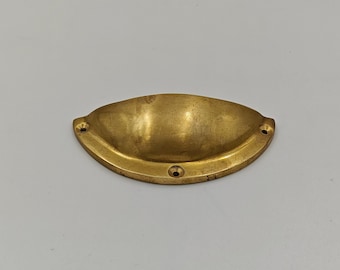 Antique Brass Cup Handles - Unlacquered Brass Cup Pulls - Handmade Unique Drawer Pulls