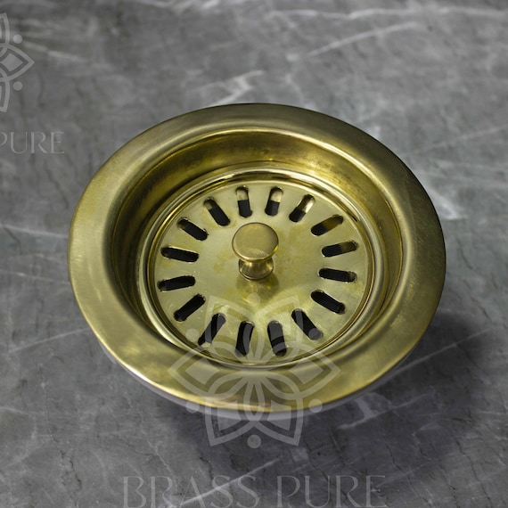 Unlacquered Brass Sink Strainer and Stopper, for Kitchen and Bathroom Sinks  