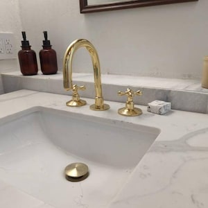 Bathroom Faucet | Unlacquered Brass Sink Faucet | 3 Hole Bathroom Faucet | Unlacquered Brass Vanity Faucet | Customized Bathroom Faucet