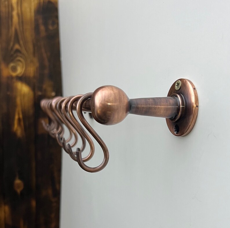 Copper Pot Rack Vintage Handmade Brass Pot Rack Rustic Wall Etsy