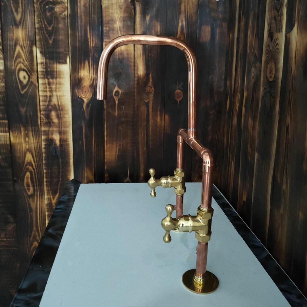 Antique Copper Faucet, Mixed Copper Brass Rustic Faucet Vintage Kitchen