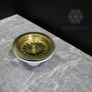Unlacquered Brass Strainer Sink, Drainer sink With Removable drain basket and sealed lid image 3