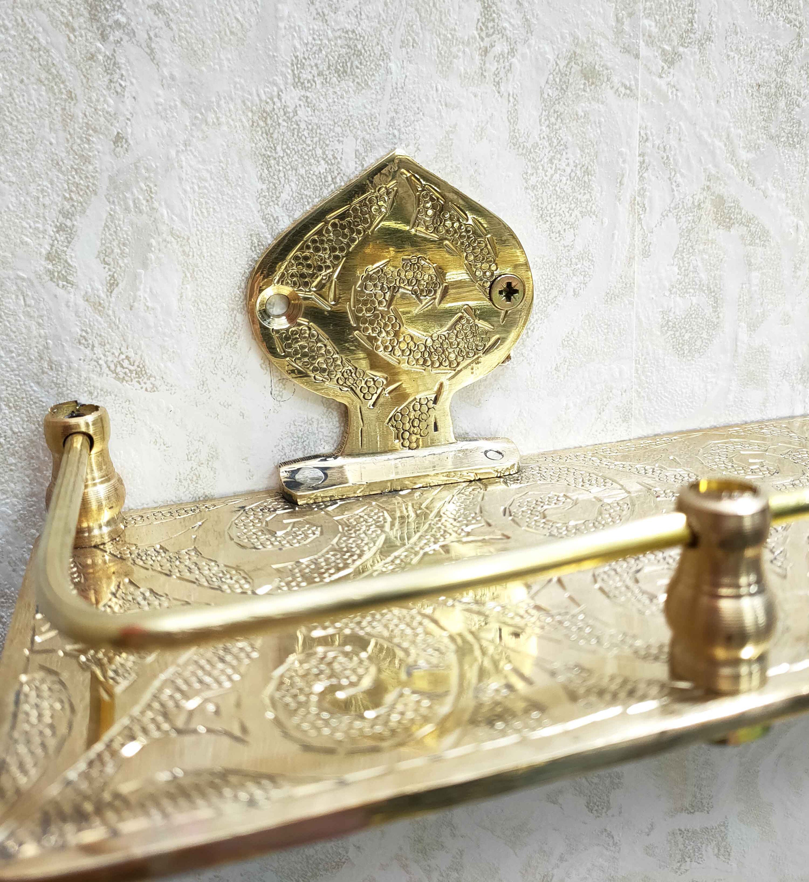 Engraved Solid Brass Wall Bathroom Shelf Small Bathroom Shelf - Etsy