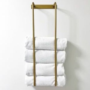 Unlacquered Brass Towel Rack, Bathroom Decor, Towel Organizer, Antique Brass Bathroom Towel, Towel Rack Storage