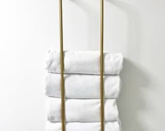 Unlacquered Brass Towel Rack, Bathroom Decor, Towel Organizer, Antique Brass Bathroom Towel, Towel Rack Storage