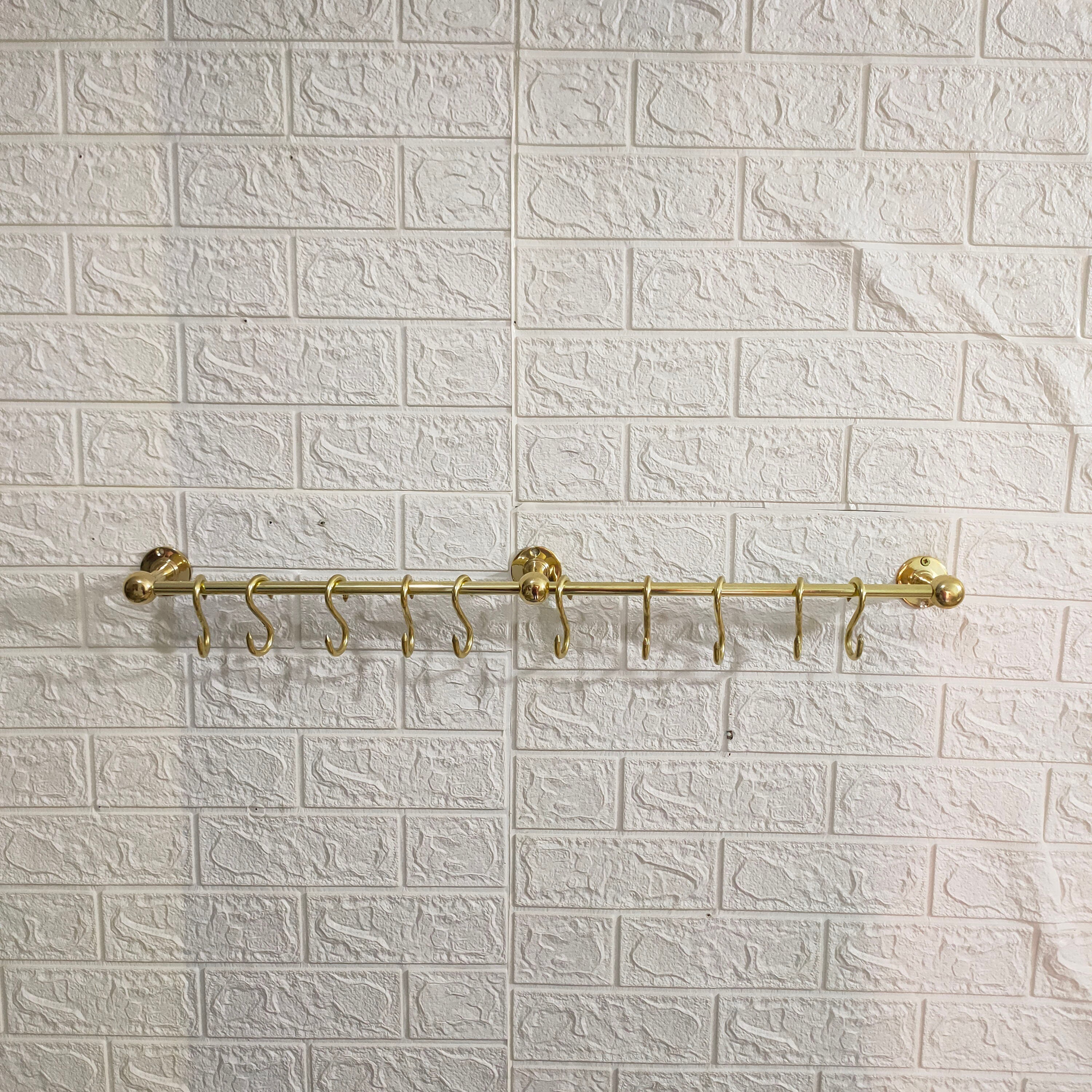 Antique Style Unlacquered Brass Pot Rack Vintage Handmade Gold Etsy