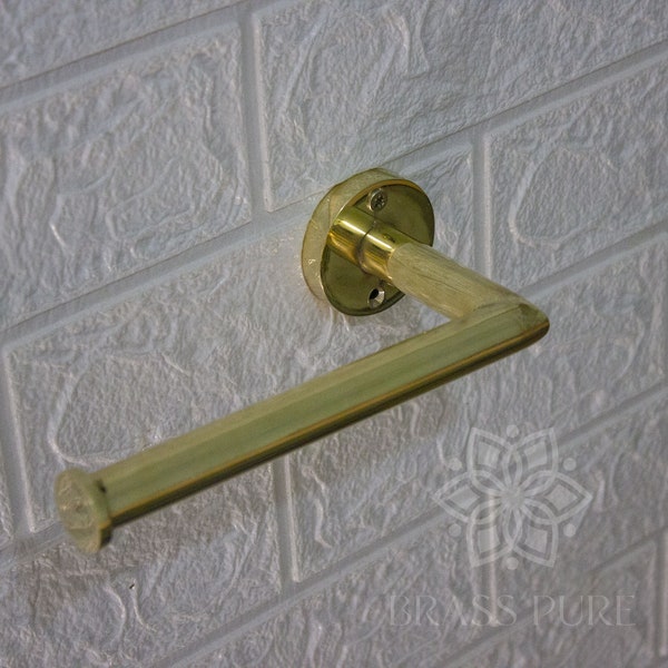 Handmade Toilet Paper Holder , Unlacquered Pure Brass Bathroom, Wall Mount Toilet Paper Holder