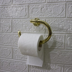 Porte-papier hygiénique en laiton non laqué | Papier toilette pour salle de bain en laiton antique | Porte-rouleau papier toilette fait main | Papier toilette rond