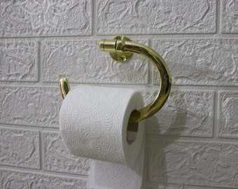 Porte-papier toilette en laiton non laqué - Papier toilette pour salle de bain - Porte-rouleau fait main