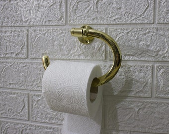 Unlacquered Brass Toilet Paper Holder | Antique Brass Bathroom Toilet Paper | Handmade Toilet Roll Holder | Round Toilet Paper