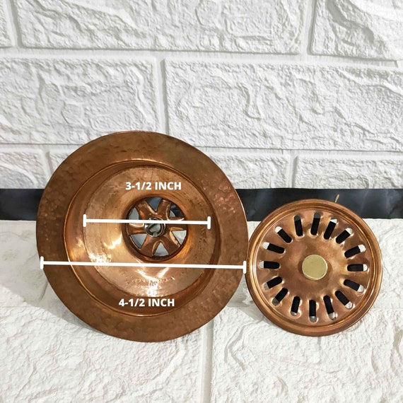Copper Kitchen Sink Drainer Removable Drain Basket and Sealed Lid