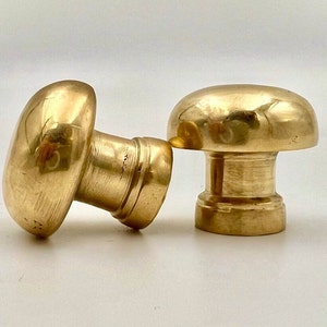 Unlacquered Brass Knobs, Antique Brass Round Mushroom Knob, Traditional Cabinet Knobs