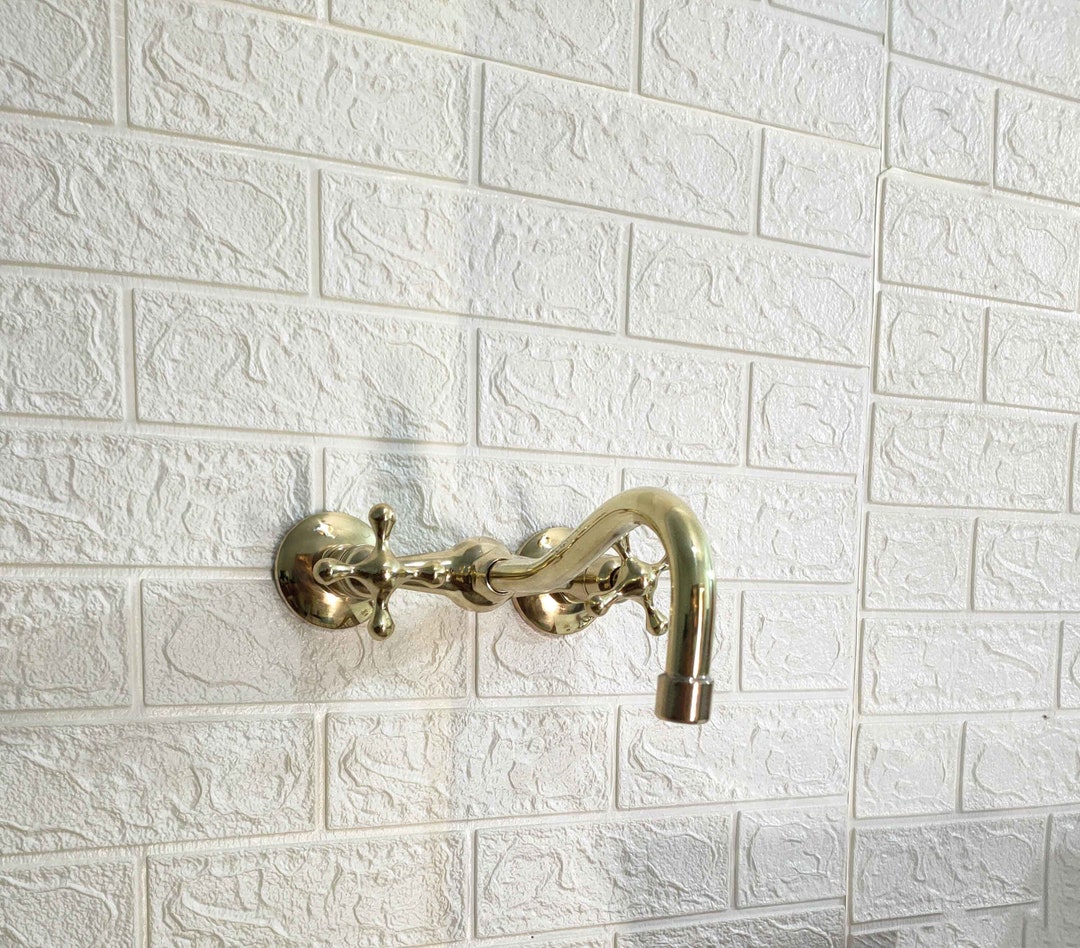 Solid Brass Wall Mount Faucet for Kitchen  Bathroom Etsy 日本
