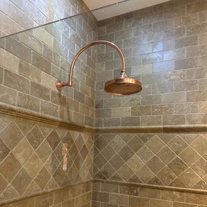 Round Shower Head In Real Copper, Unlacquered Cooper Outdoor and Indoor showerhead