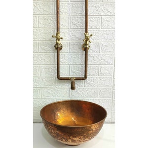 Antique Copper Wall Mount Faucet Sink, Copper Wall Mounted Faucet, Copper Vessel Sink Bathroom Faucet