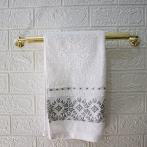 Bar Towel Holder in Unlacquered Brass ,Single Bar Towel Hanger Bathroom, Gold Towel Hanger Wall Mounted