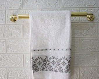 Porte-serviettes de bar en laiton non laqué, porte-serviettes à barre unique salle de bain, porte-serviettes doré fixé au mur