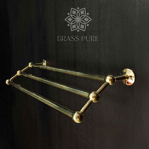 Unlacquered Brass Towel Rail Holder, Double Towel Bar, Brass Triple Towel Bar, Brass Bar Towel Holder