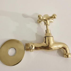 Moroccan Single Hole Wall Mounted Bath Faucet, Unlacquered Brass Bath Faucet