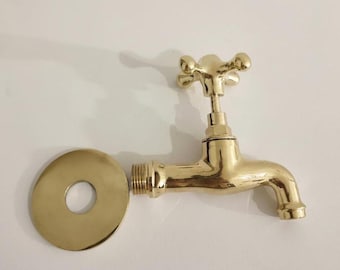 Moroccan Single Hole Wall Mounted Bath Faucet, Unlacquered Brass Bath Faucet