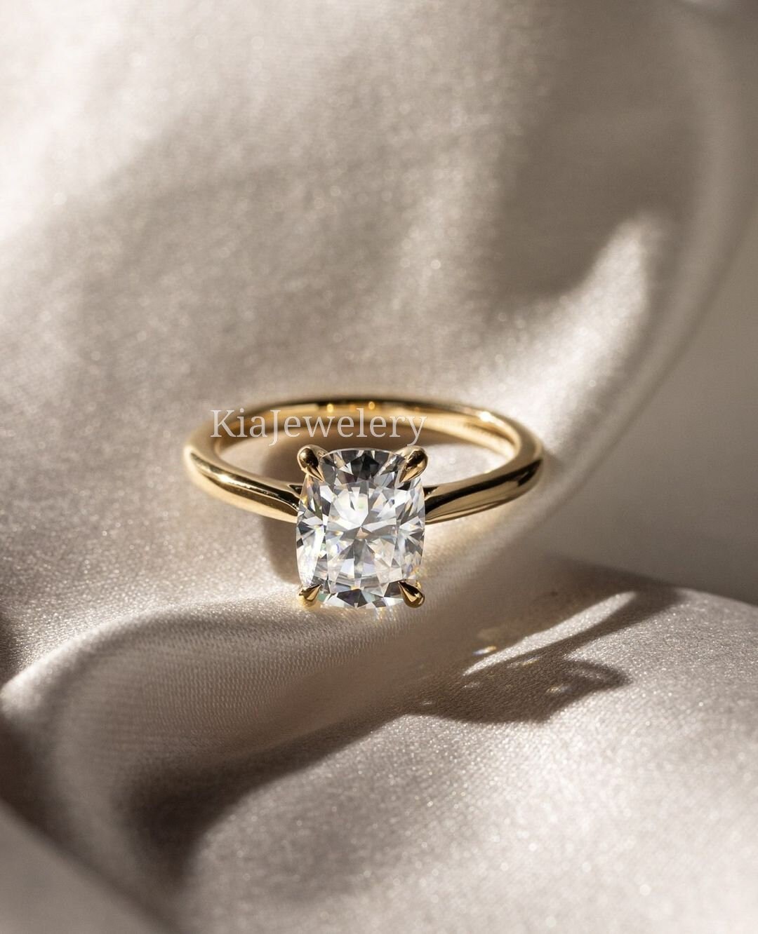 2 CT Antique Cushion Cut Moissanite Engagement Ring Cushion Etsy