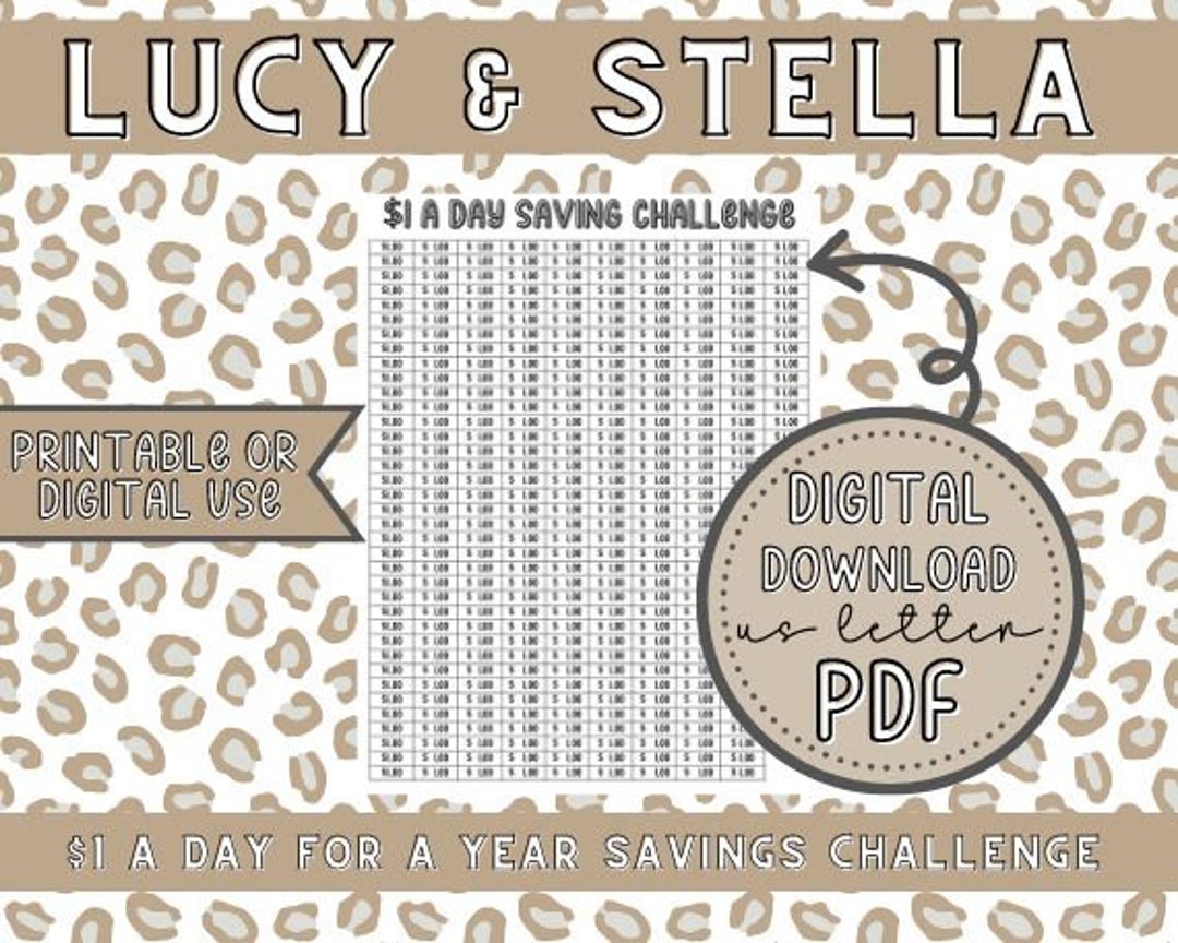 1 Dollar a Day Savings Challenge 365 Days Emergency Funds Etsy