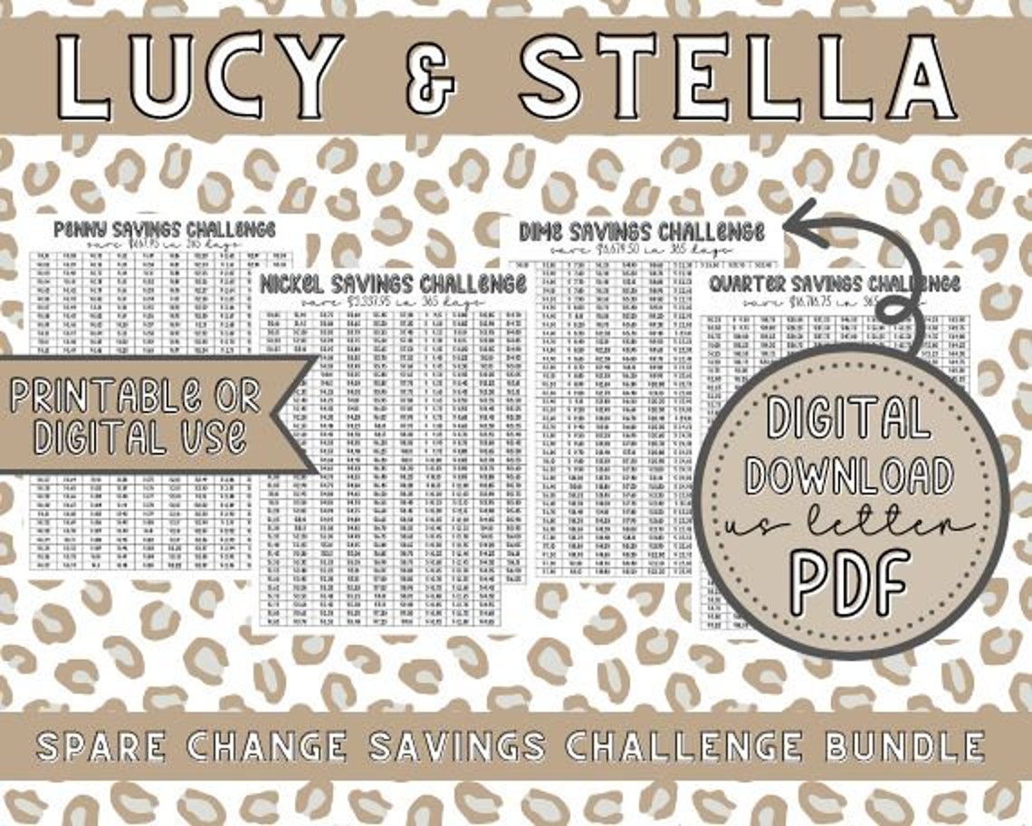 Spare Change Savings Challenge BUNDLE Penny Nickel Dime - Etsy