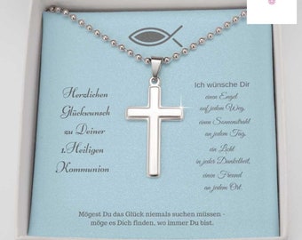 Gift 1st Holy Communion, Gift Boy Communion, Personalized Necklace Boy, Gift Idea Communion Boy, Cross Communion