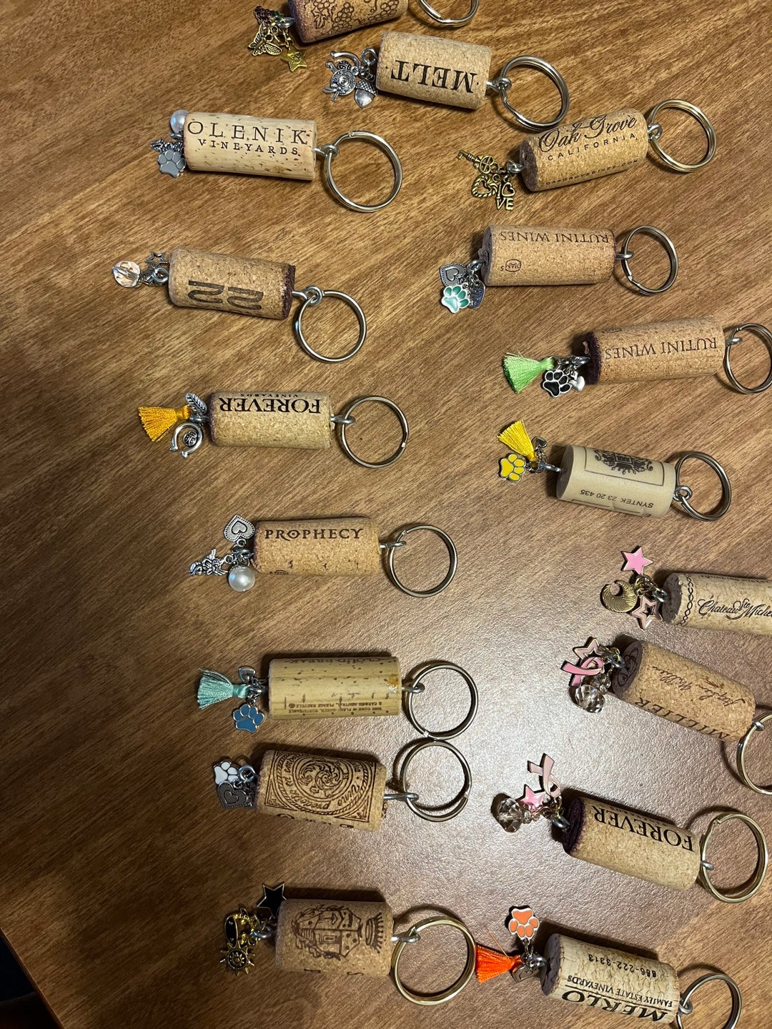 Wine Cork Keychains, Charm Keychains,recycled Corks, Birthday Gifts